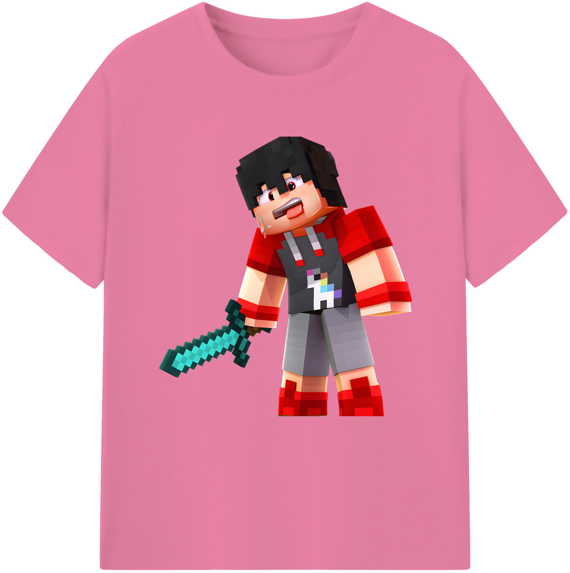 （画像用） マインクラフト ブロックの世界 Minecraft MC Block world 綿100％半袖Tシャツ（フロントプリント）